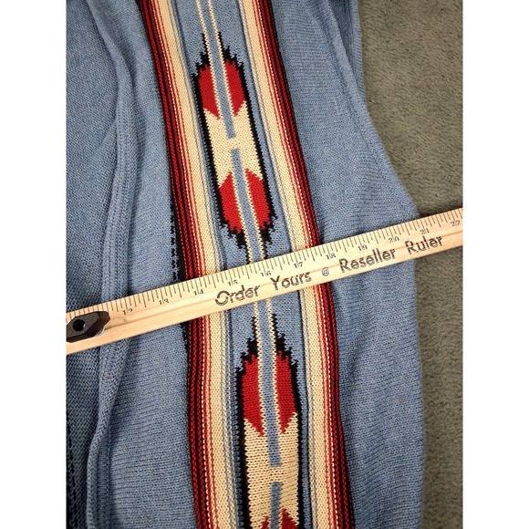Chaps Womens Cardigan Sweater 2X Blue Aztec Western Long Loose - Picture 5 of 8